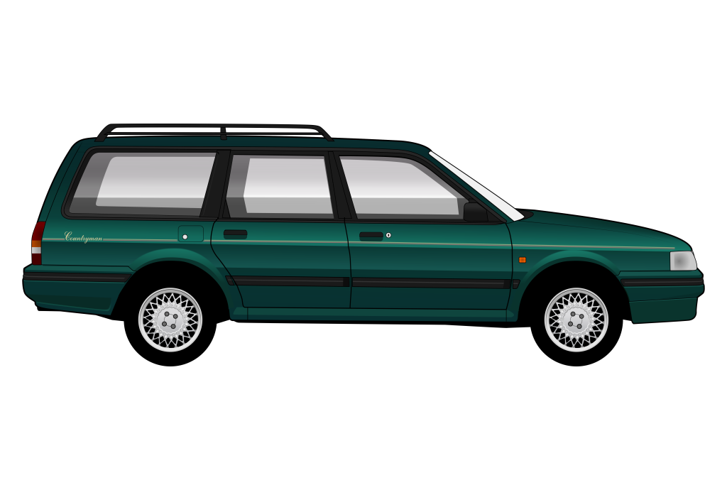 Green Austin Montego Countryman side view vector car graphic design for custom t-shirt and mug prints