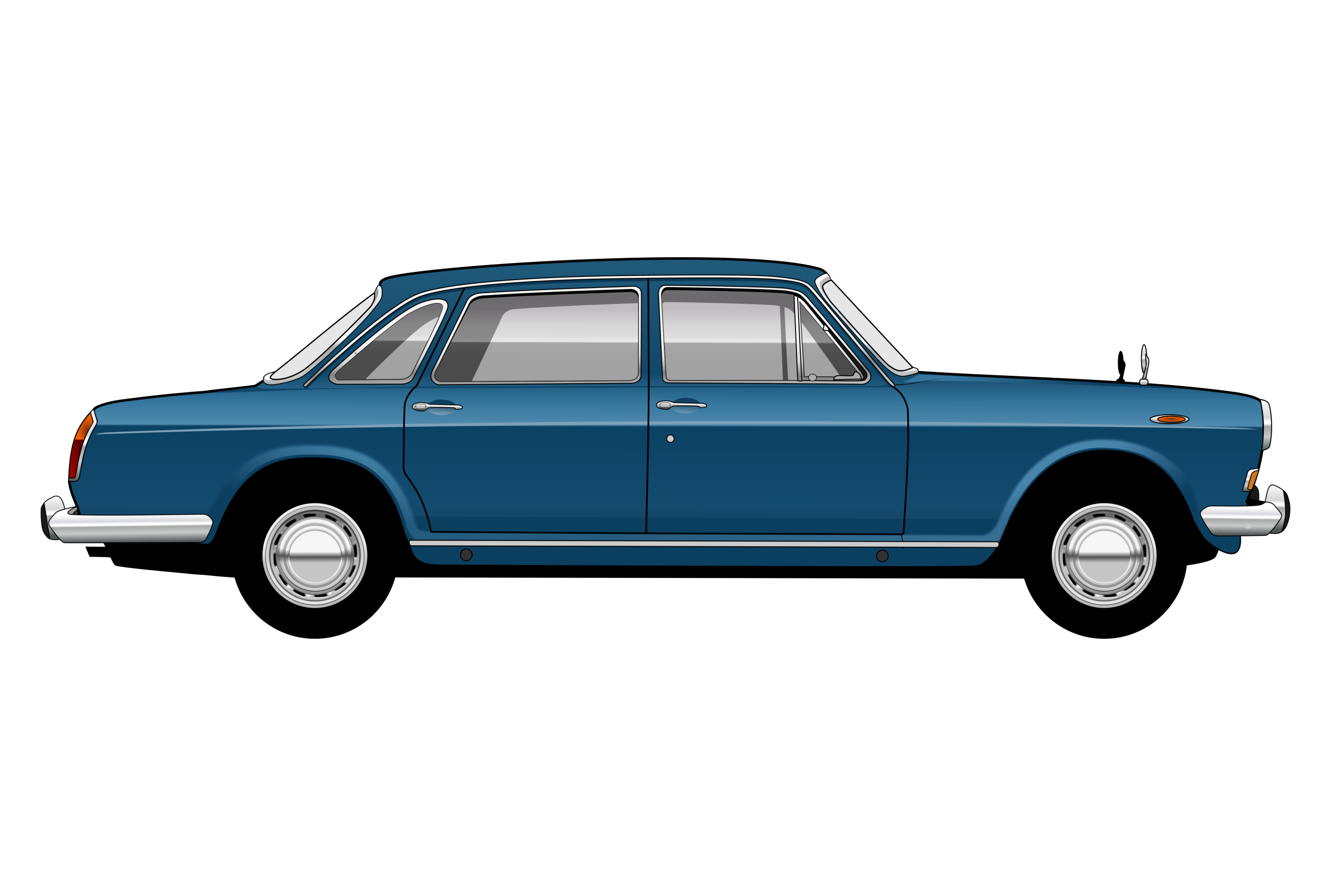 Blue Austin 3 Litre side view vector car graphic design for custom t-shirt and mug prints