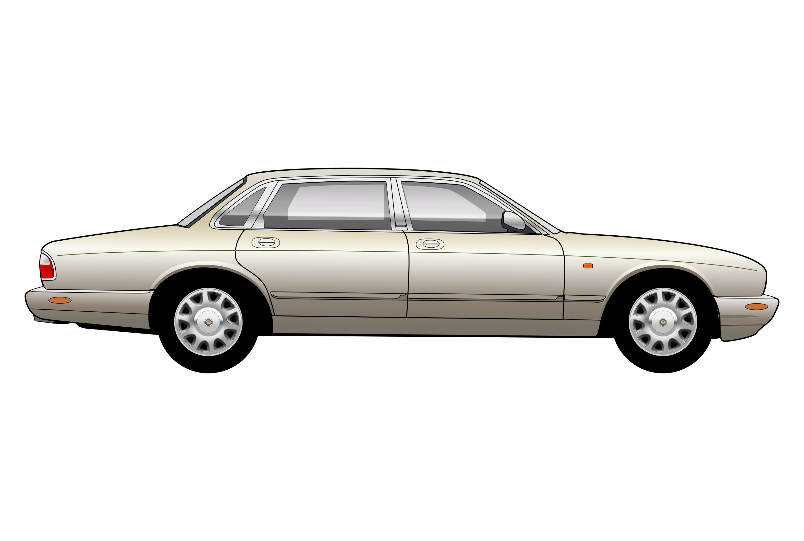 Silver Daimler Super V8 side view vector car graphic design for custom t-shirt and mug prints
